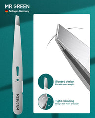 MR.GREEN pinces-a-sourcils-pointe-incline, saisie précise des poils fins.