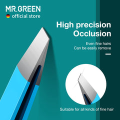 MR.GREEN pinces à sourcils au design ergonomique bleu, confort d'utilisation.