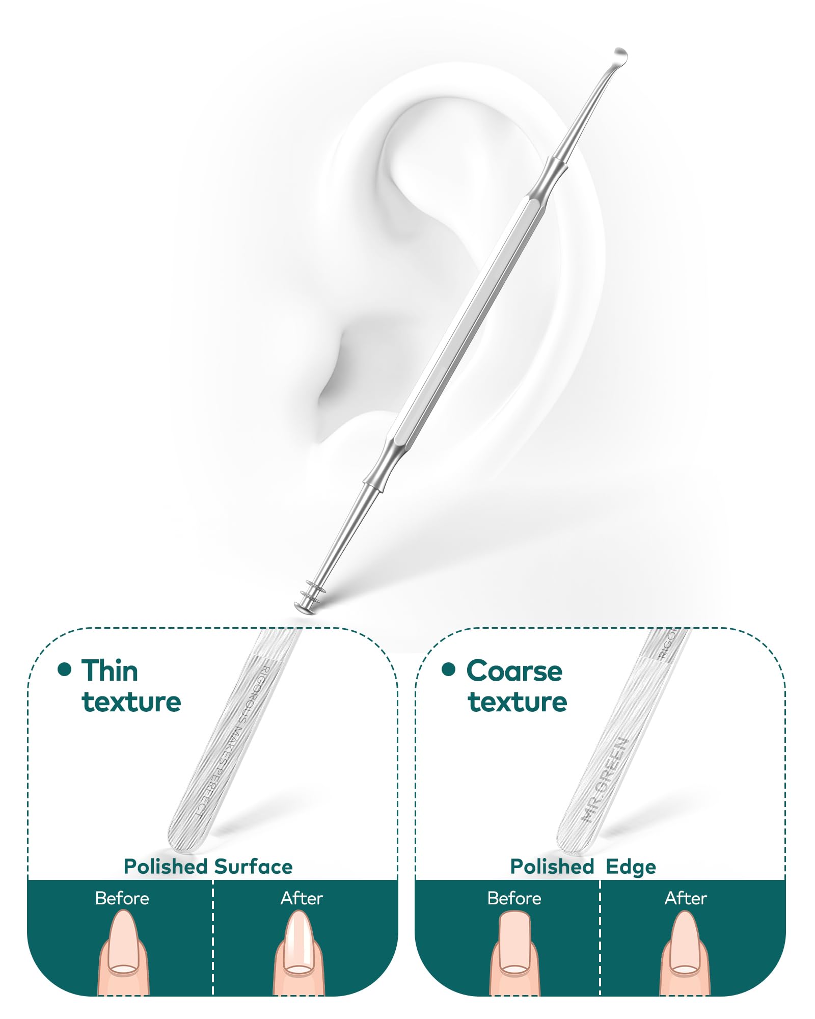 MR.GREEN set-manucure-extracteur-cire-oreille: nettoyage doux pour oreilles sensibles.
