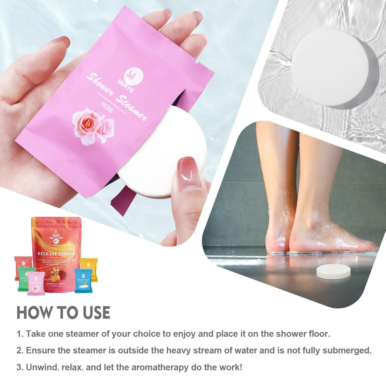 MR MIRYE pastilles-douche rose: parfum délicat pour une ambiance romantique