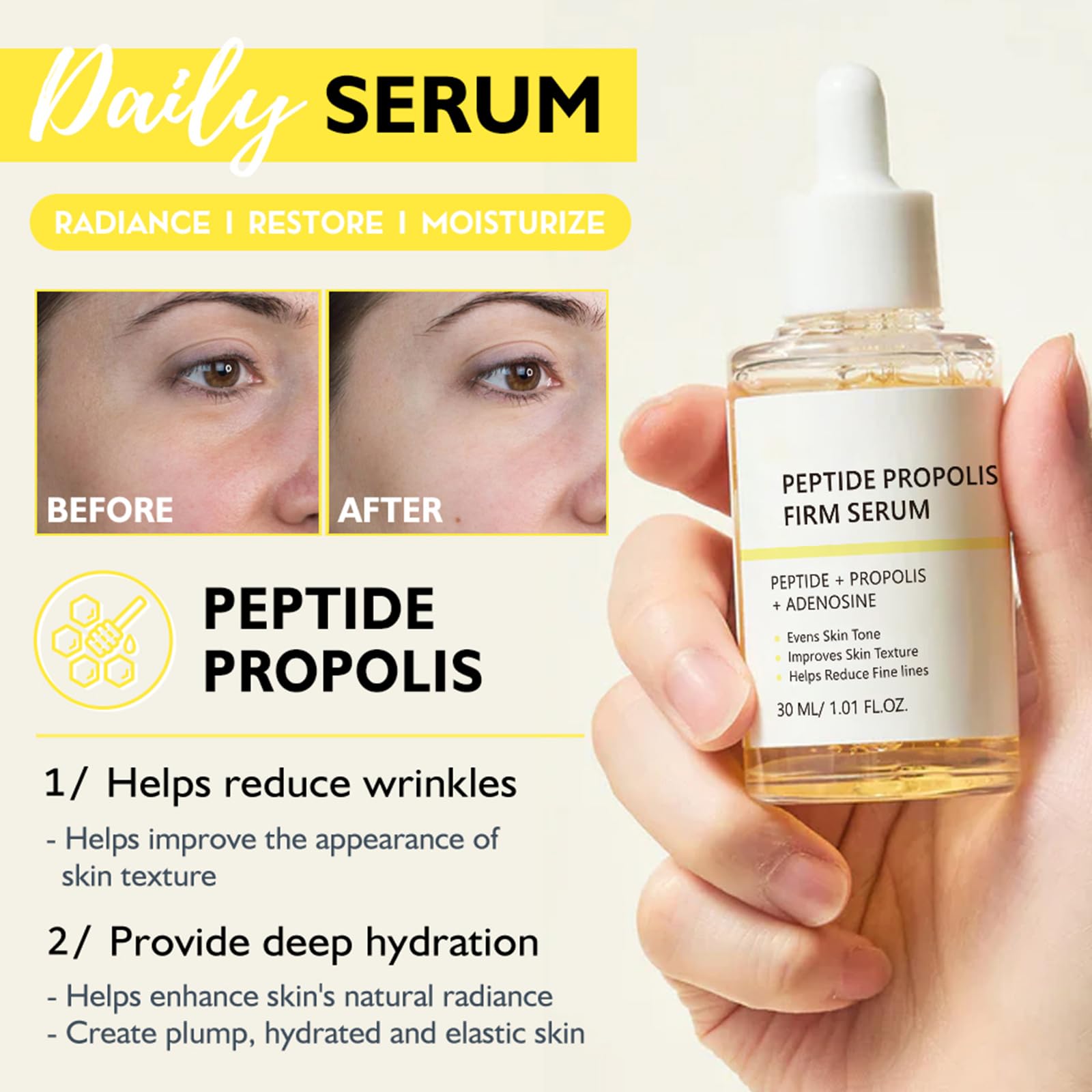 Ingrédients propolis et Centella MrCuvaryas pour nourrir la peau.
