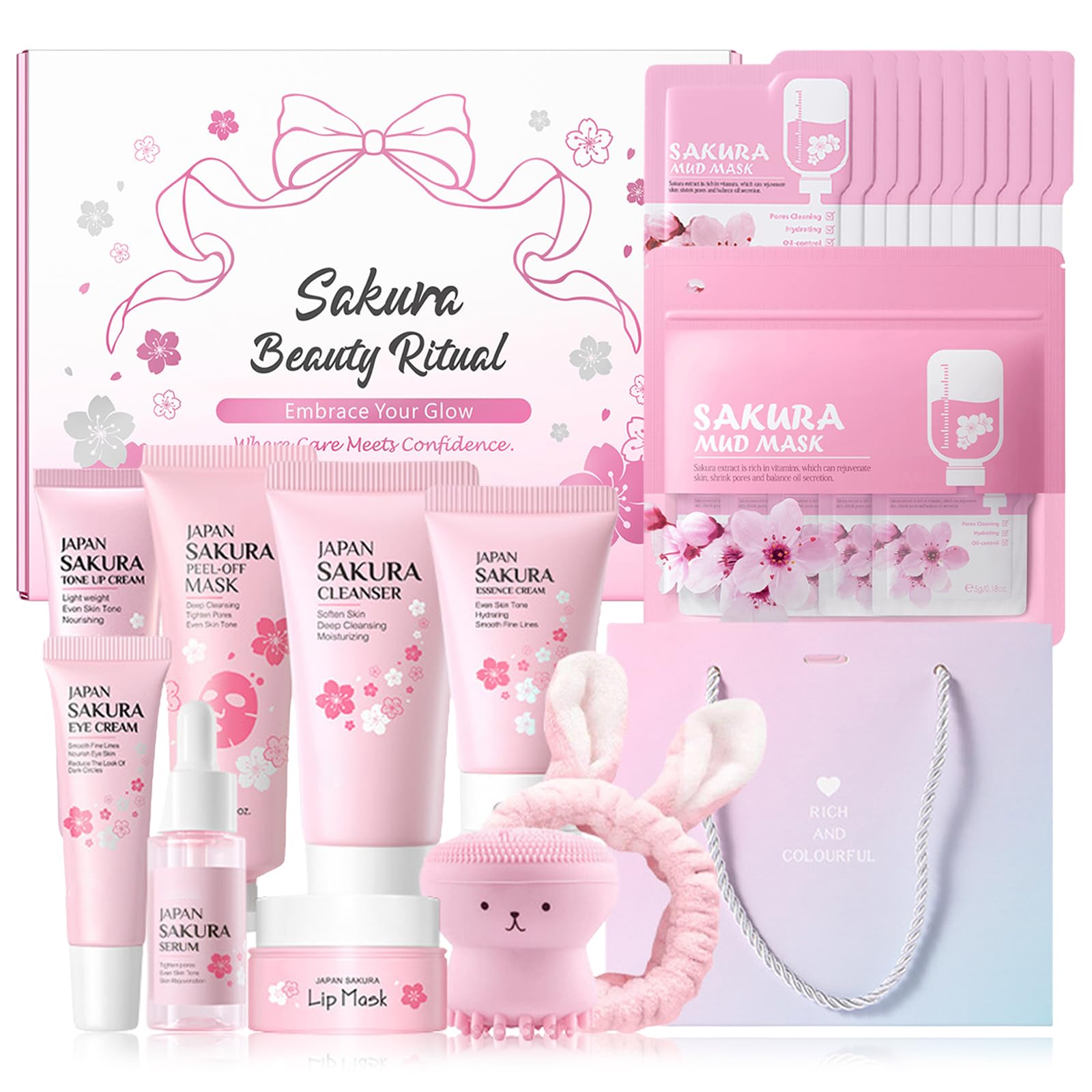 MrCuvaryas Sakura ensemble soin visage: rituel hydratant et éclat.