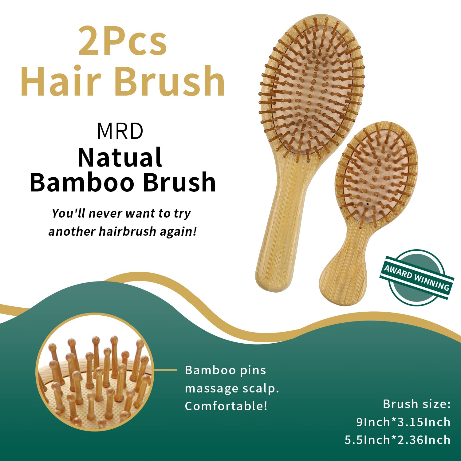Mini brosse MRD de voyage en bois idéale pour déplacements.