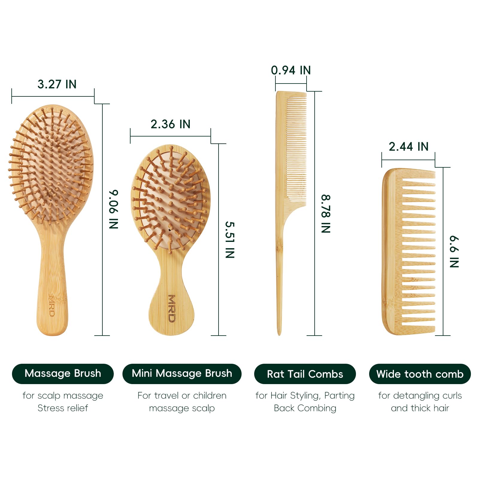 Ensemble d accessoires MRD en bambou polyvalent pour tous types de cheveux