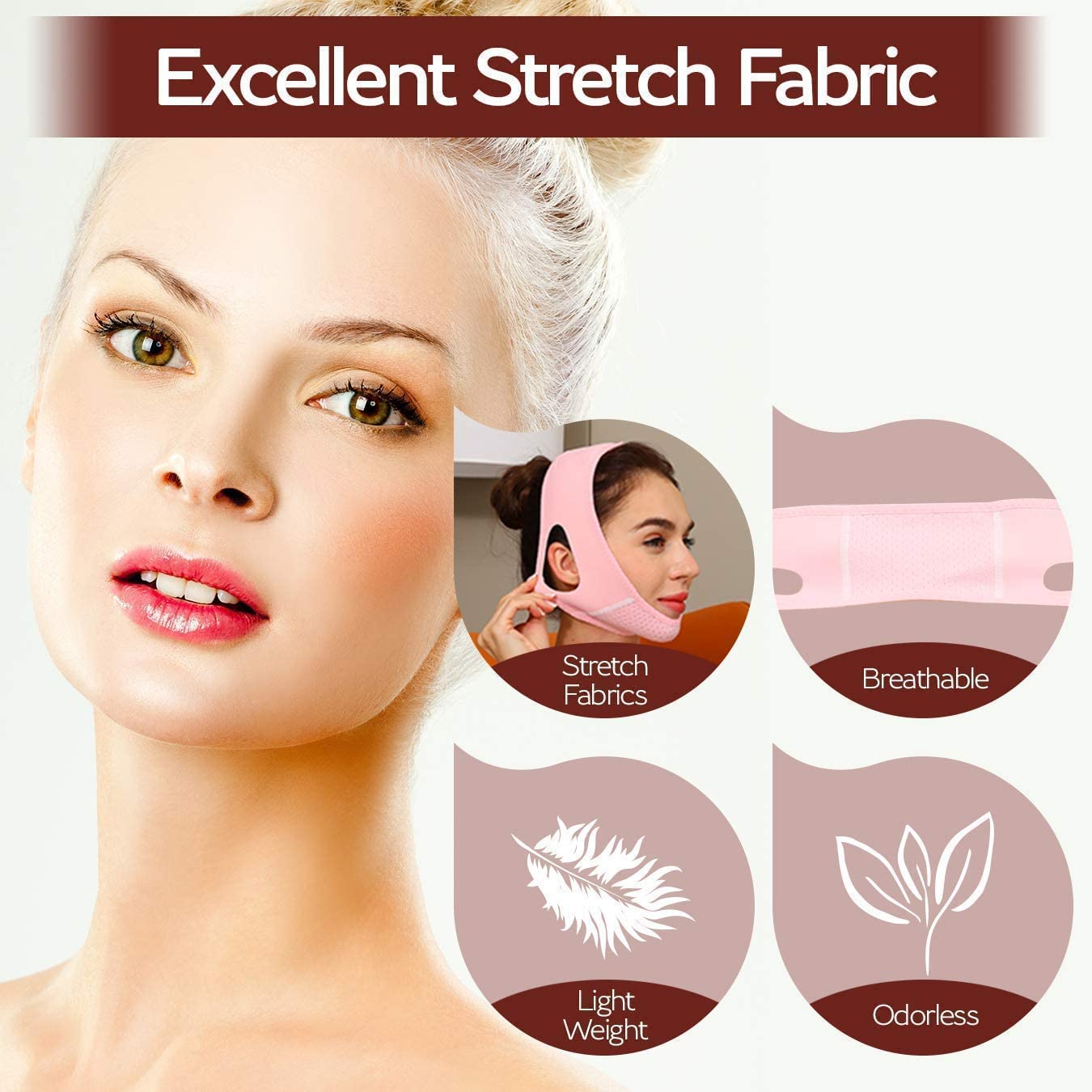 ParaFaciem sangle forme-v: effet visuel allongé et contour net.