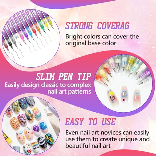 Mrryiio feutres d'art des ongles utilisation simple pour motifs variés et professionnels