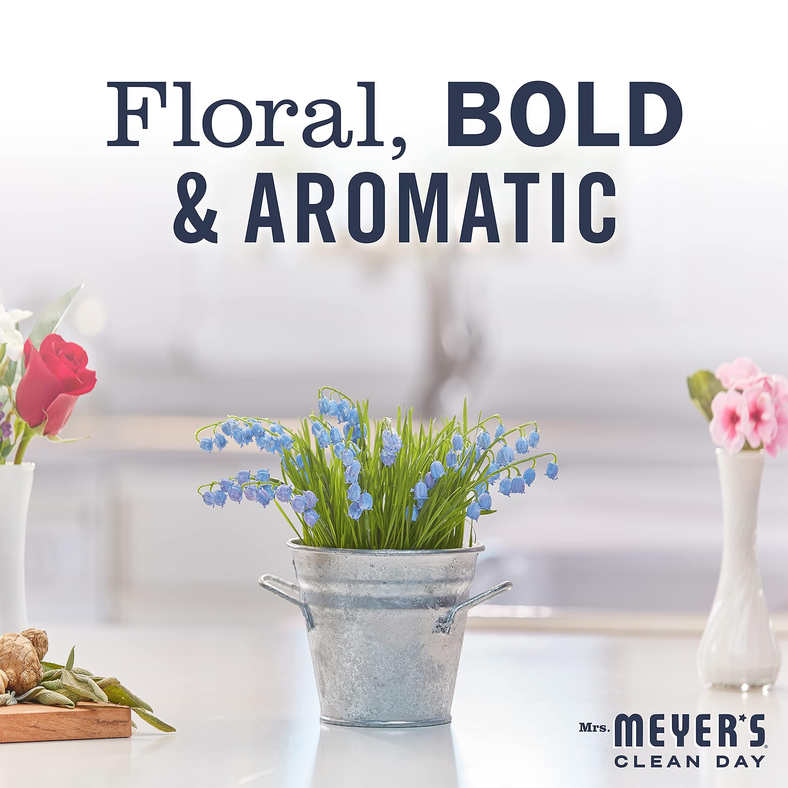 Mrs Meyers Bluebell Savon mains, emballage coloré.