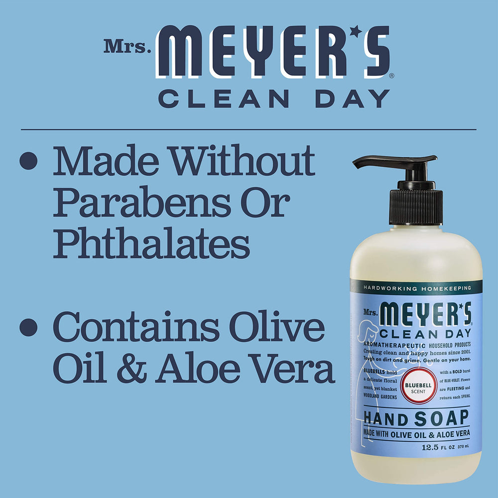 Mrs Meyers Bluebell Savon mains, usage quotidien pratique.