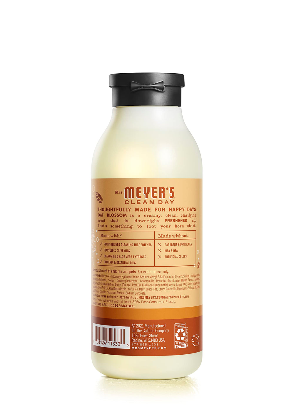 Flaxseed oil adds nourishing touch for soft skin after rinsing.