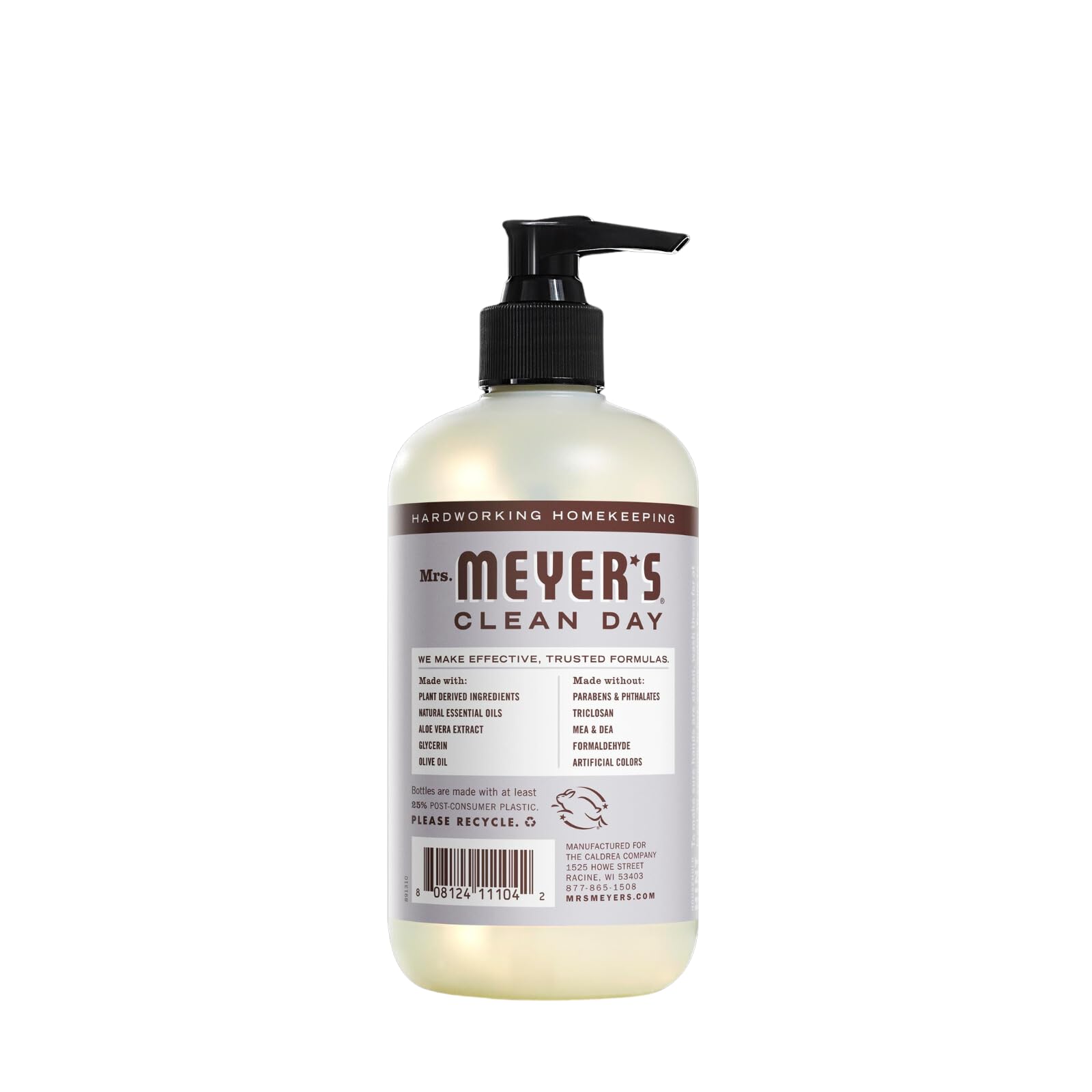 Étiquette claire sur le flacon Mrs. MEYER'S CLEAN DAY, rangement facile