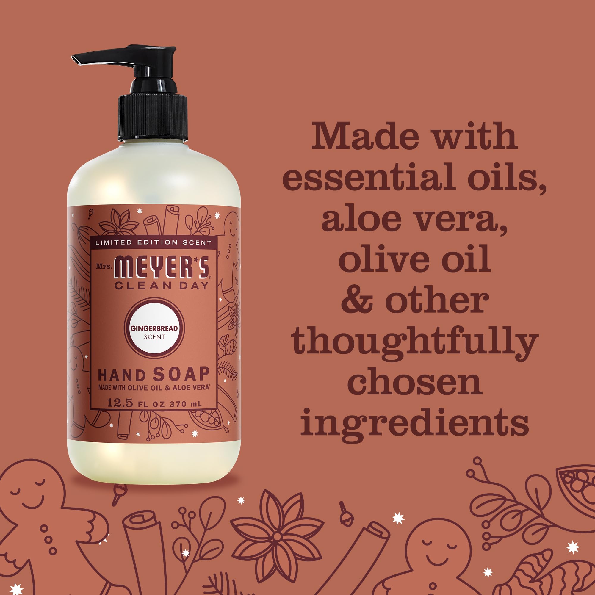 Kitchen sink setup with Mrs. MEYER'S Gingerbread hand soap for quick handwashing