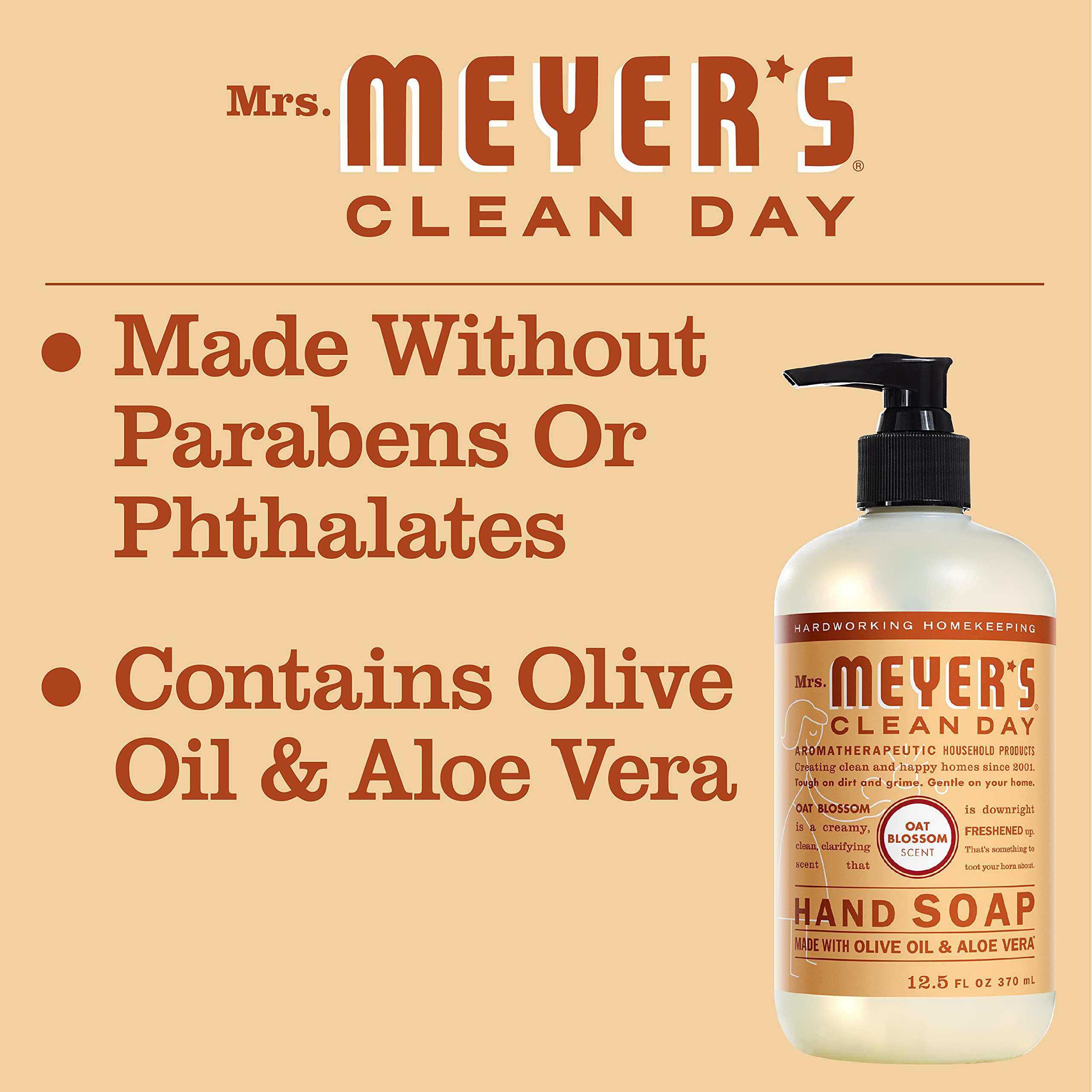 MRS MEYER'S CLEAN DAY mains propres et hydratées grâce à l'aloe vera.
