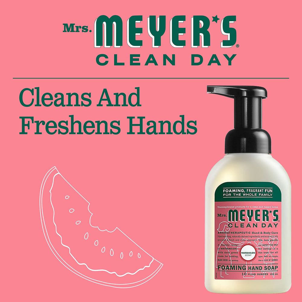 Mrs. Meyer's Clean Day Mousse Melon — texture crèmeuse prête à l'emploi.