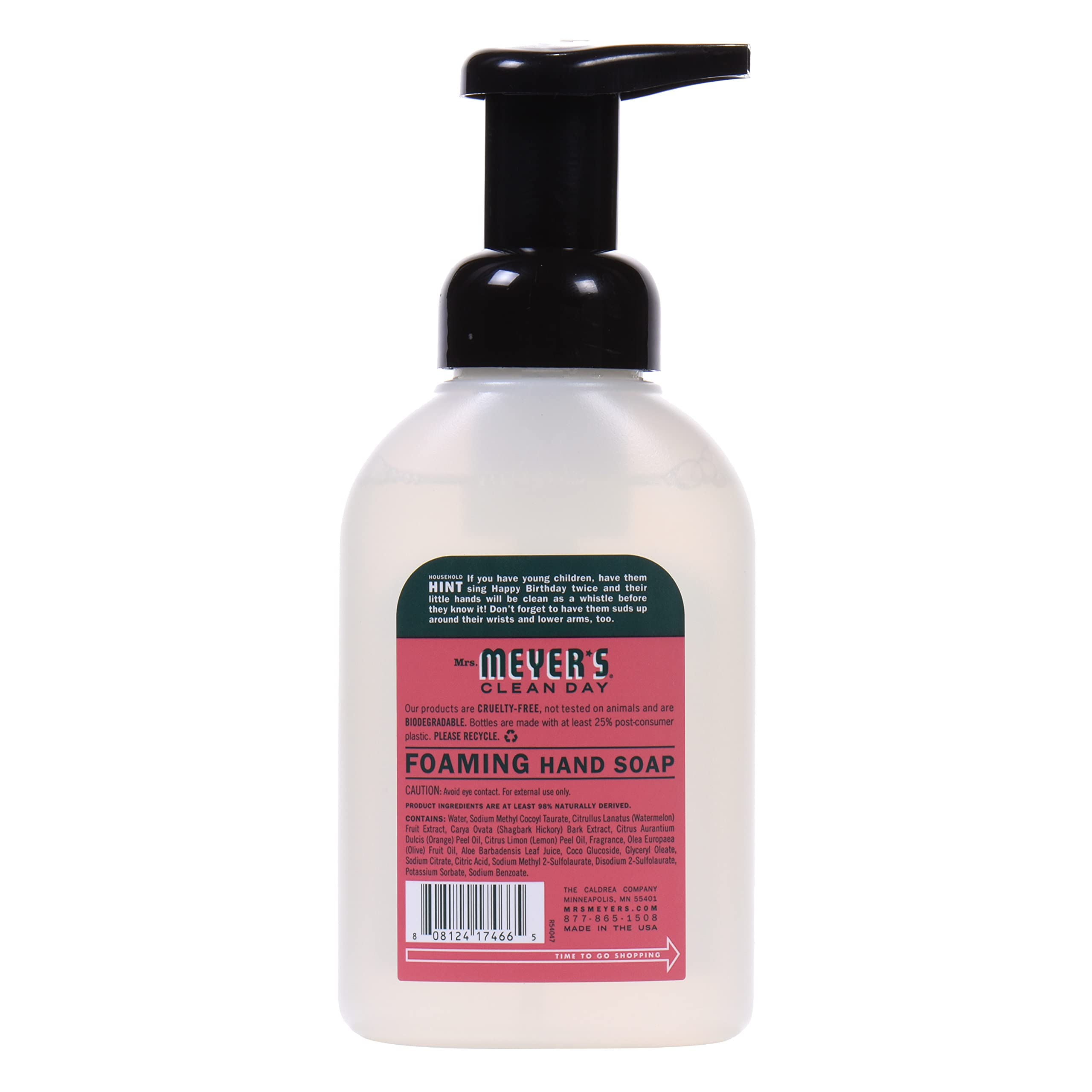 Mrs. Meyer's Clean Day Mousse Melon — pompe pratique pour doser facilement.