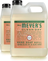 Savon pour les mains Mrs. Meyer's Clean Day, bouteille geranium et parfum frais.