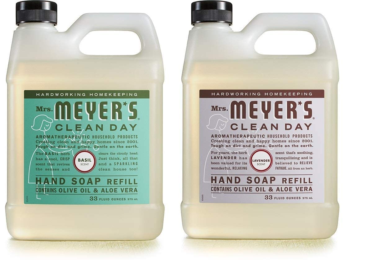 Savon pour les mains Mrs. Meyer's Clean Day au parfum Lavande, nettoie sans assécher.