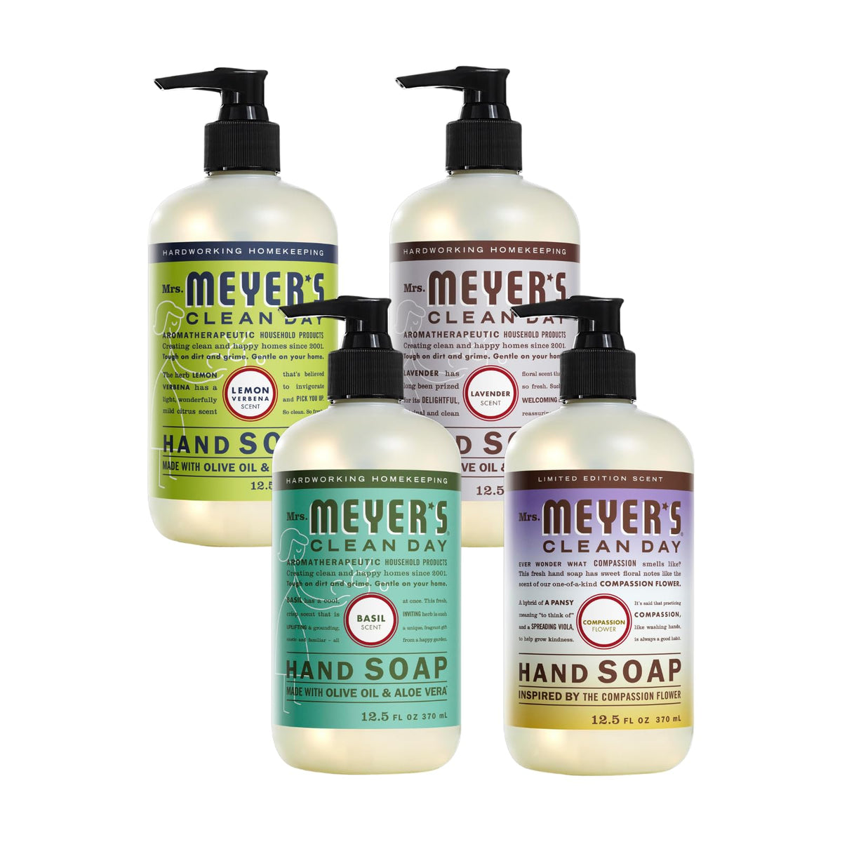 Mrs. MEYER'S Clean Day Savon Mains Lemon Verbena, flacon clair et parfum frais