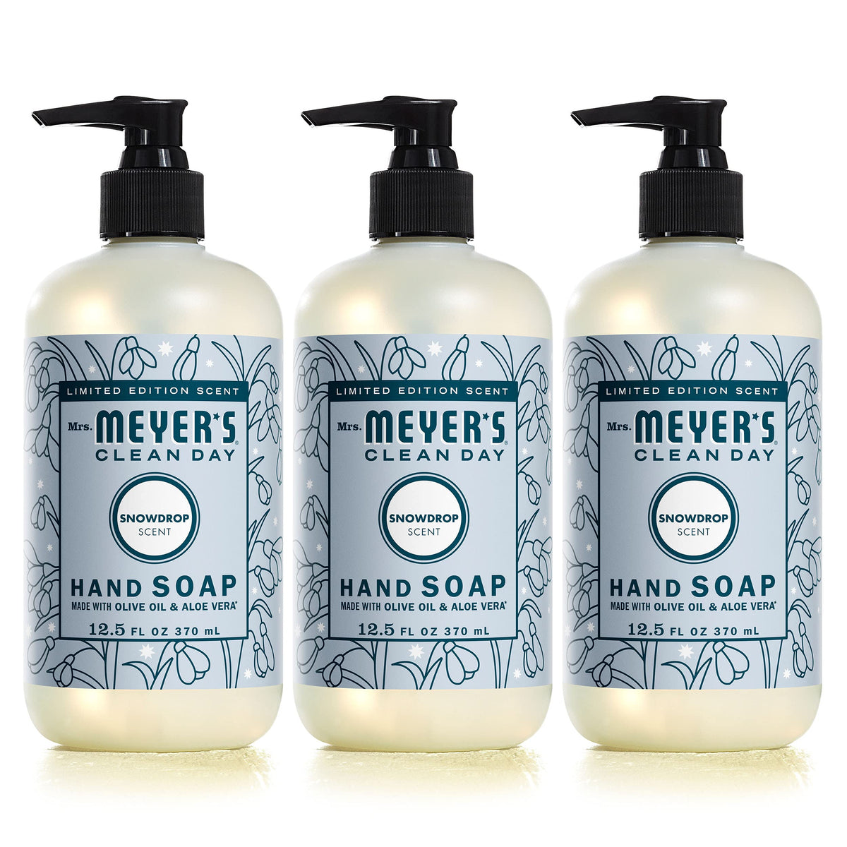 MRS. MEYER'S Snowdrop – bouteille, parfum hivernal frais pour les mains.