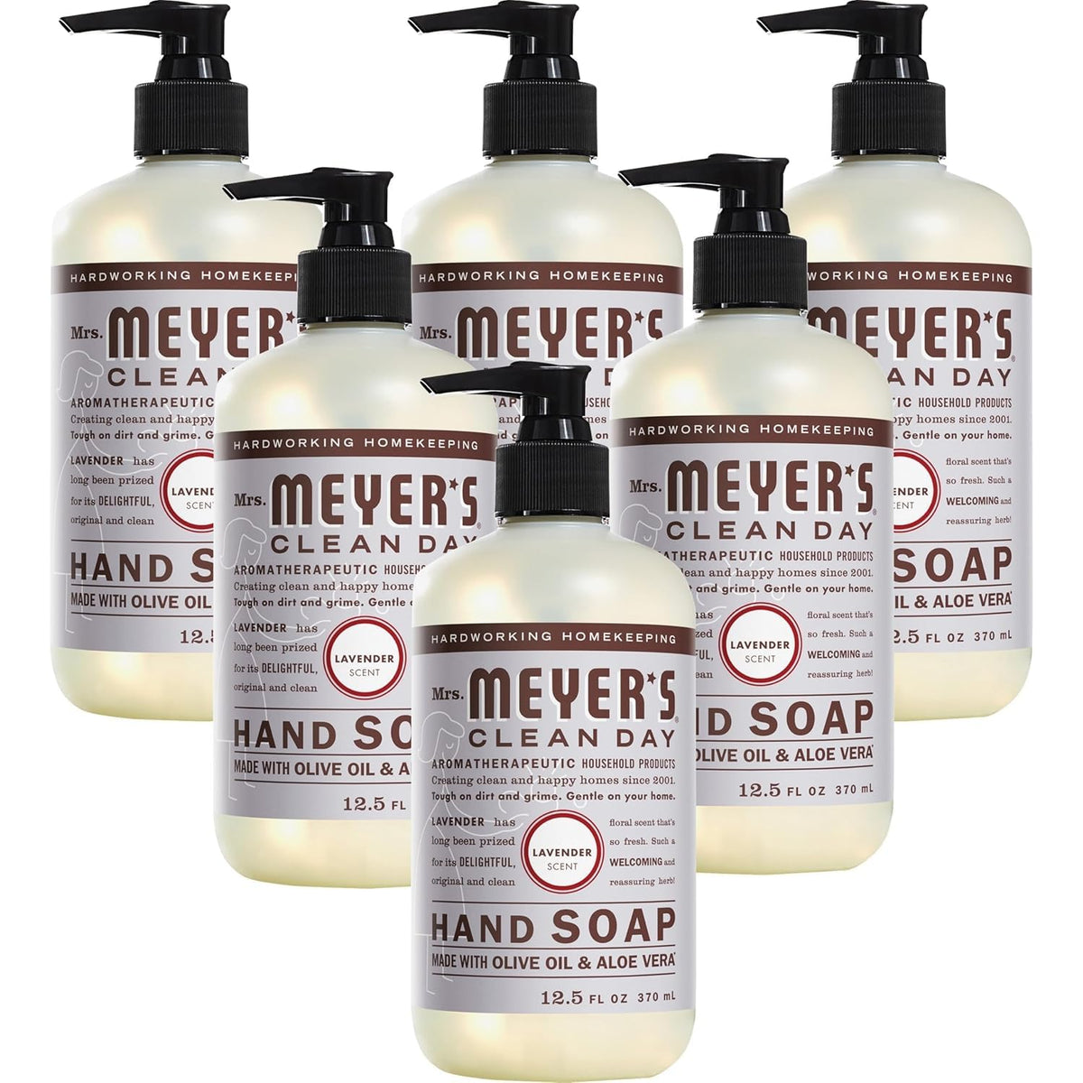 Savon mains lavande Mrs Meyer's: bouteille prête à nettoyer et parfumer les mains.