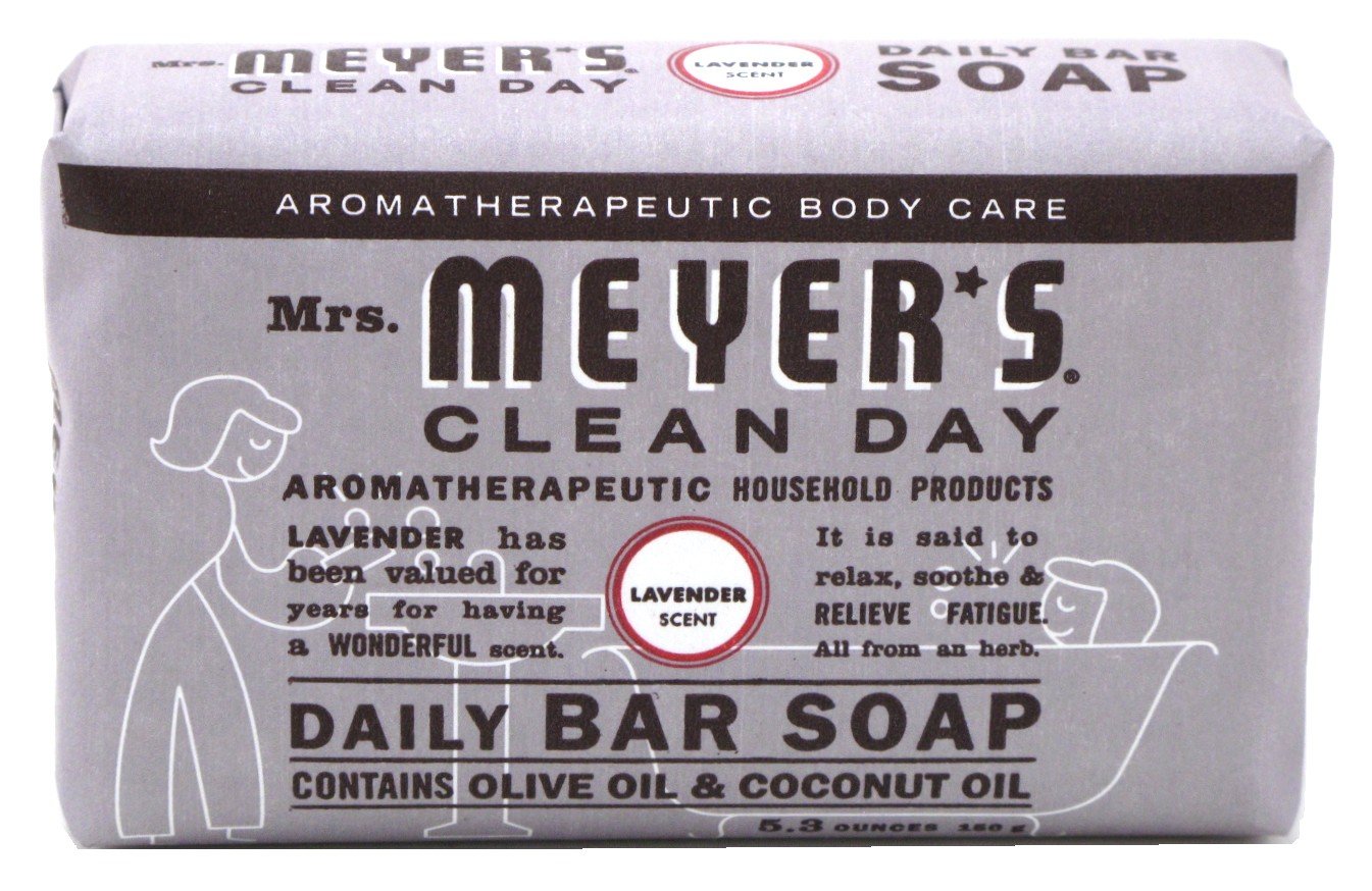Mrs Meyer's Lavender bar soap 3-pack offers gentle cleansing with calming lavender scent.