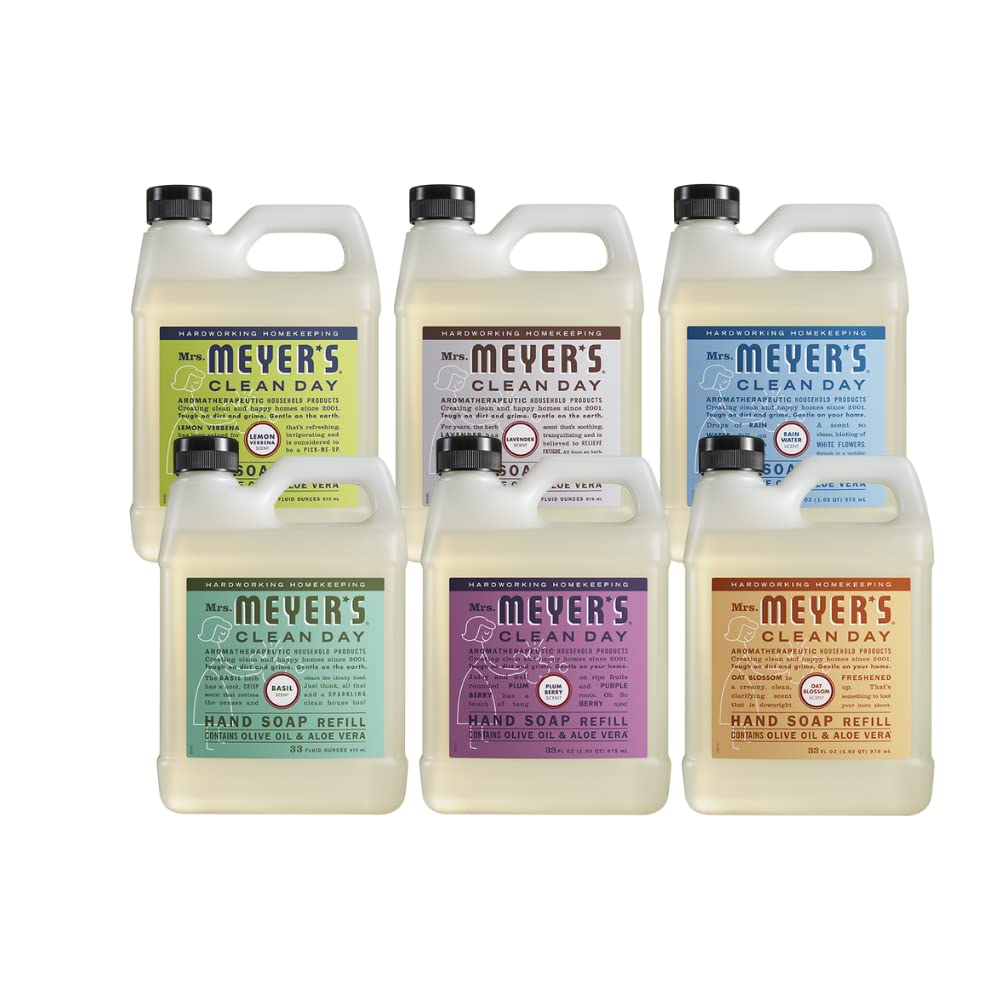Mrs Meyer's savon mains eau-de-pluie, nettoyage doux et parfum frais.
