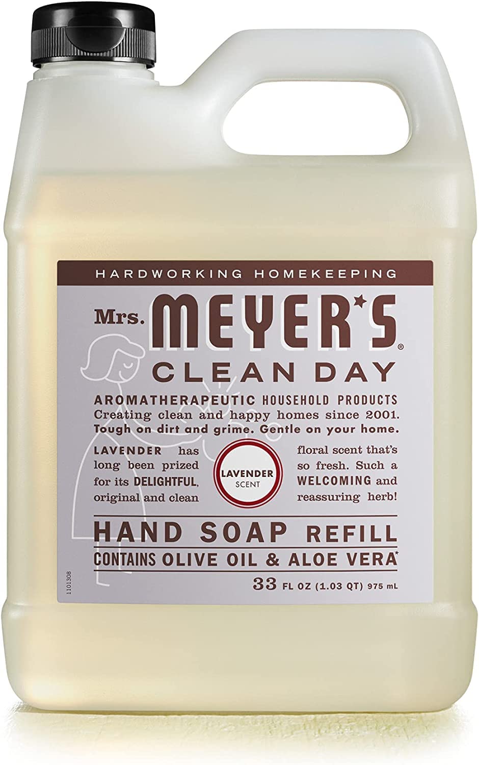 Mrs Meyer's lavande savon mains parfum apaisant et subtil.