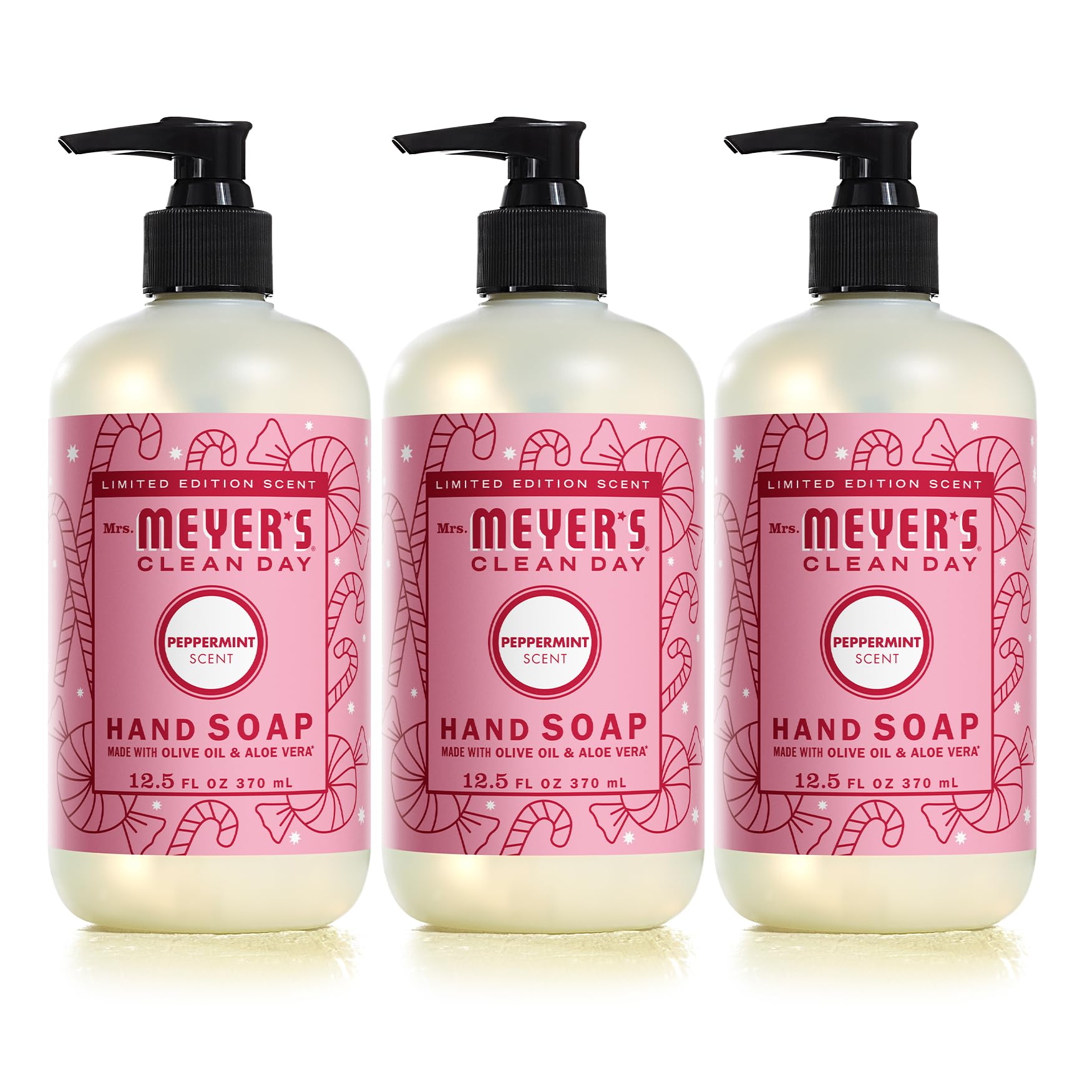 Savon pour les mains Mrs. Meyer's menthe poivrée, bouteilles lot de trois
