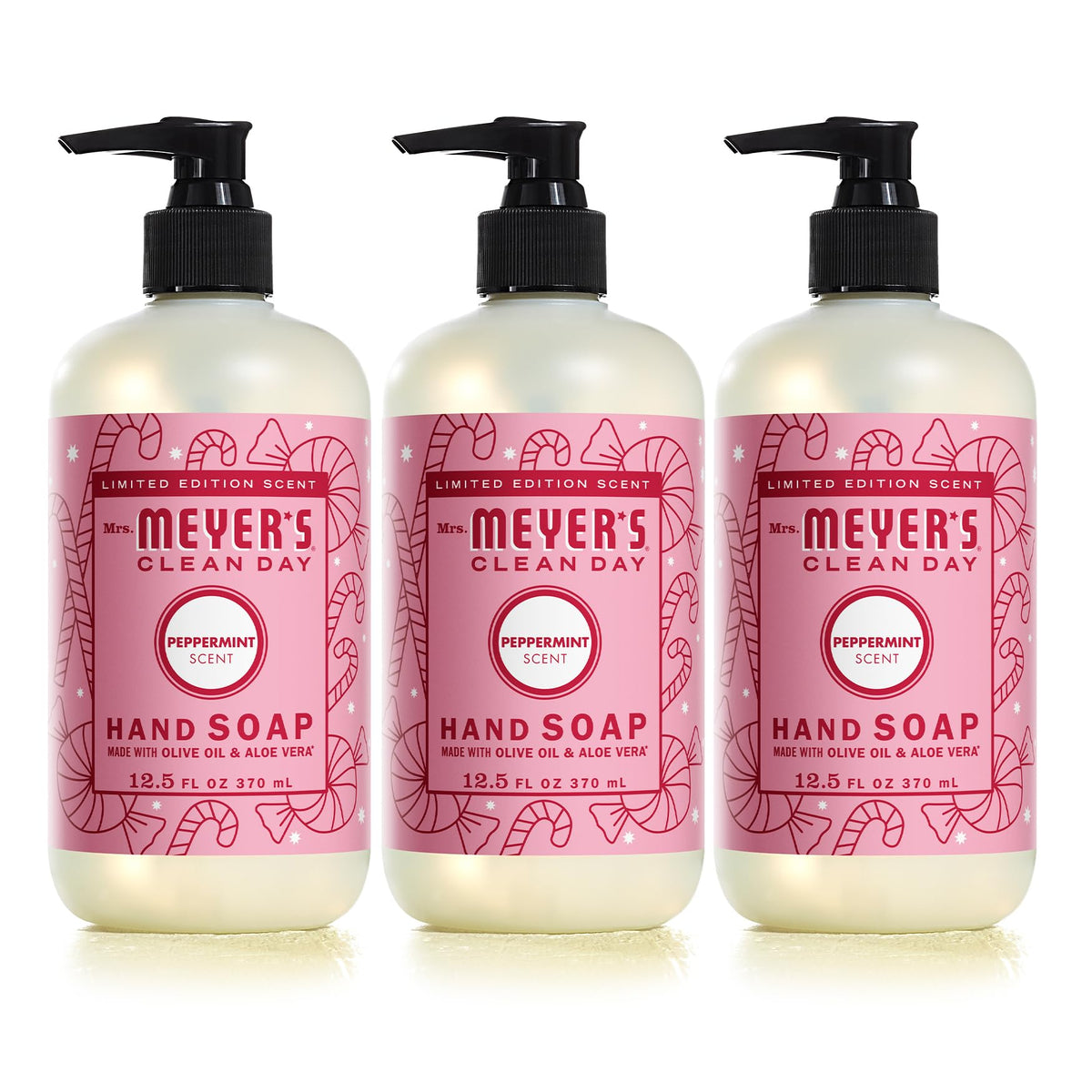 Savon pour les mains Mrs. Meyer's menthe poivrée, bouteilles lot de trois