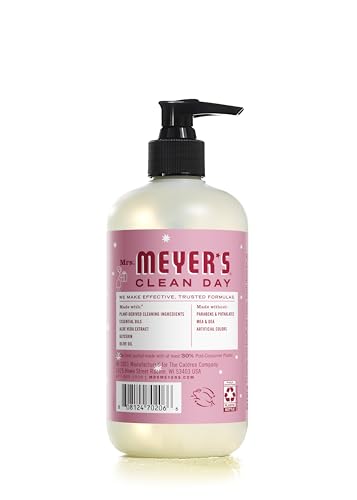 Étiquette du savon menthe poivrée sur la bouteille Mrs. Meyer's