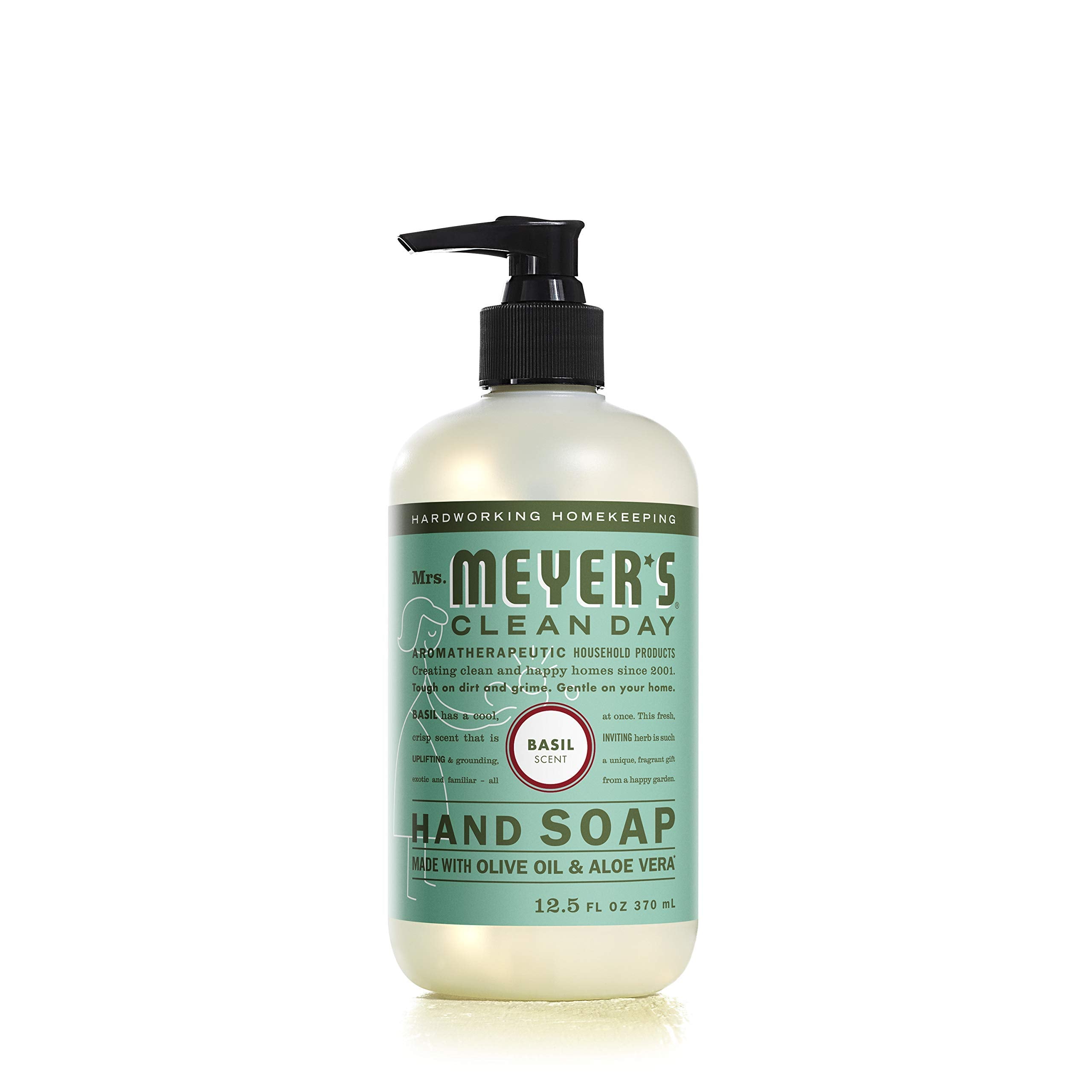 Senteur basilic : savon mains vivifiant et clair Mrs. Meyer's.