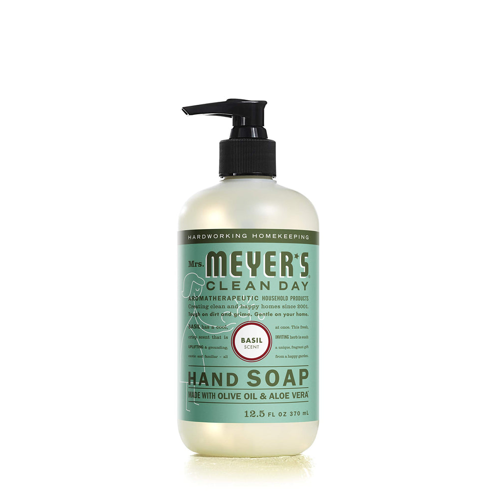 Senteur basilic : savon mains vivifiant et clair Mrs. Meyer's.