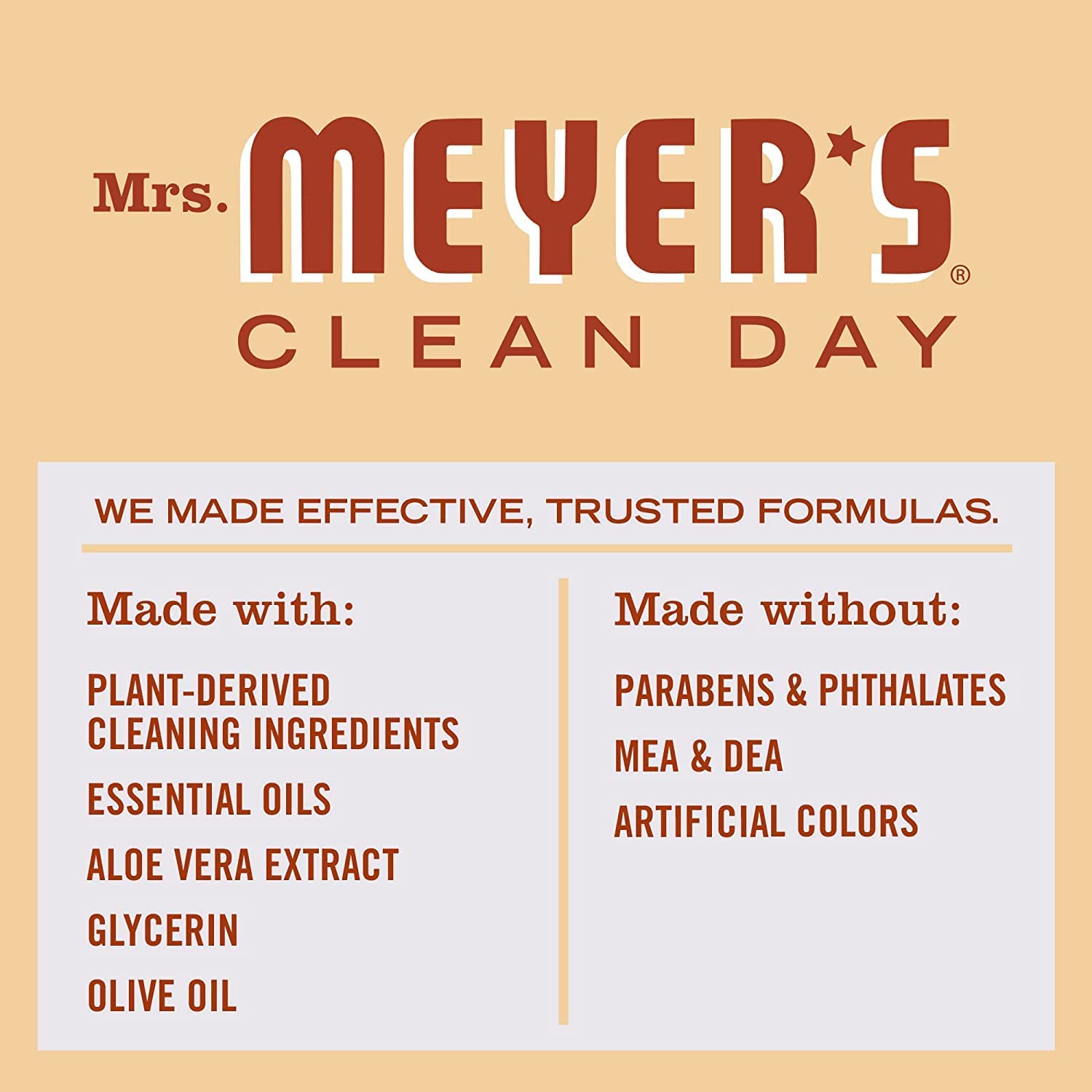 Mrs MEYER'S usage quotidien savon mains, utilisation simple et efficace.