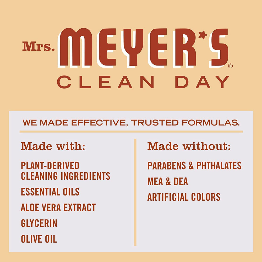Mrs MEYER'S usage quotidien savon mains, utilisation simple et efficace.