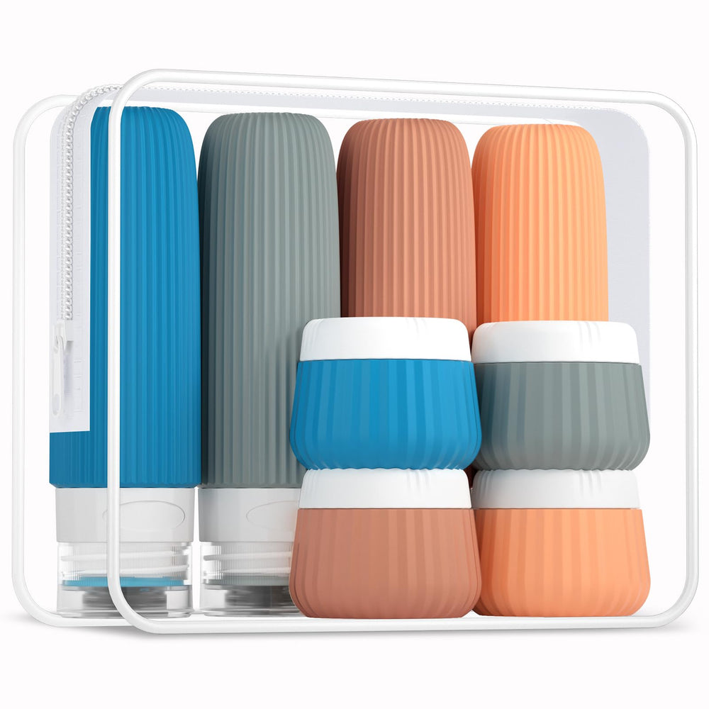 Mrsdry bouteilles silicone 90 ml en voyage, faciles à remplir et transporter.