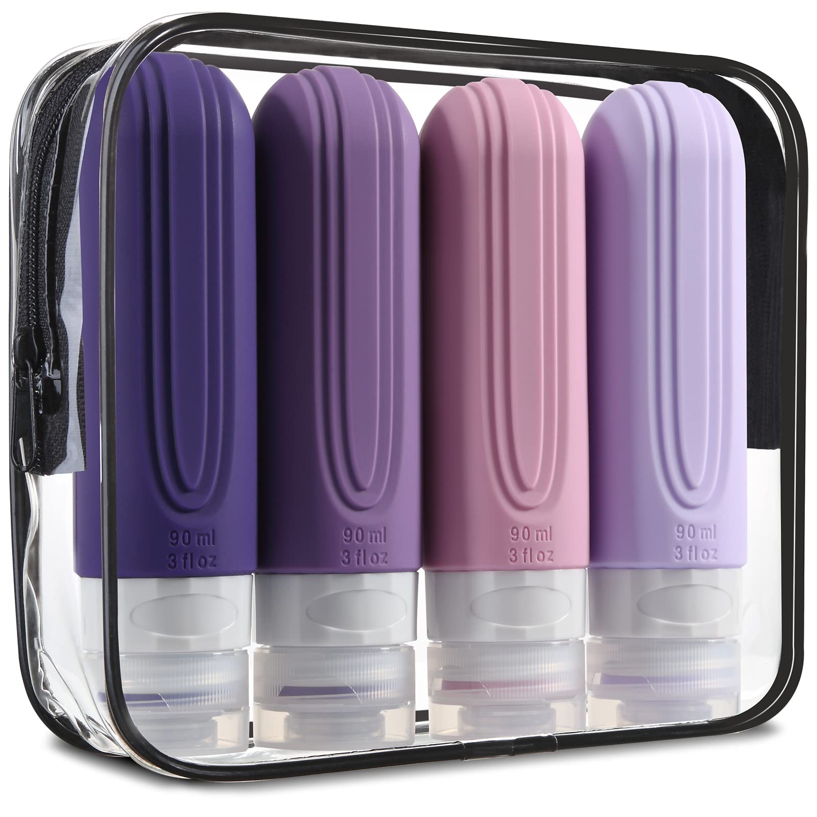 Mrsdry bouteilles voyage anti-fuite en silicone pour shampoing et lotion.