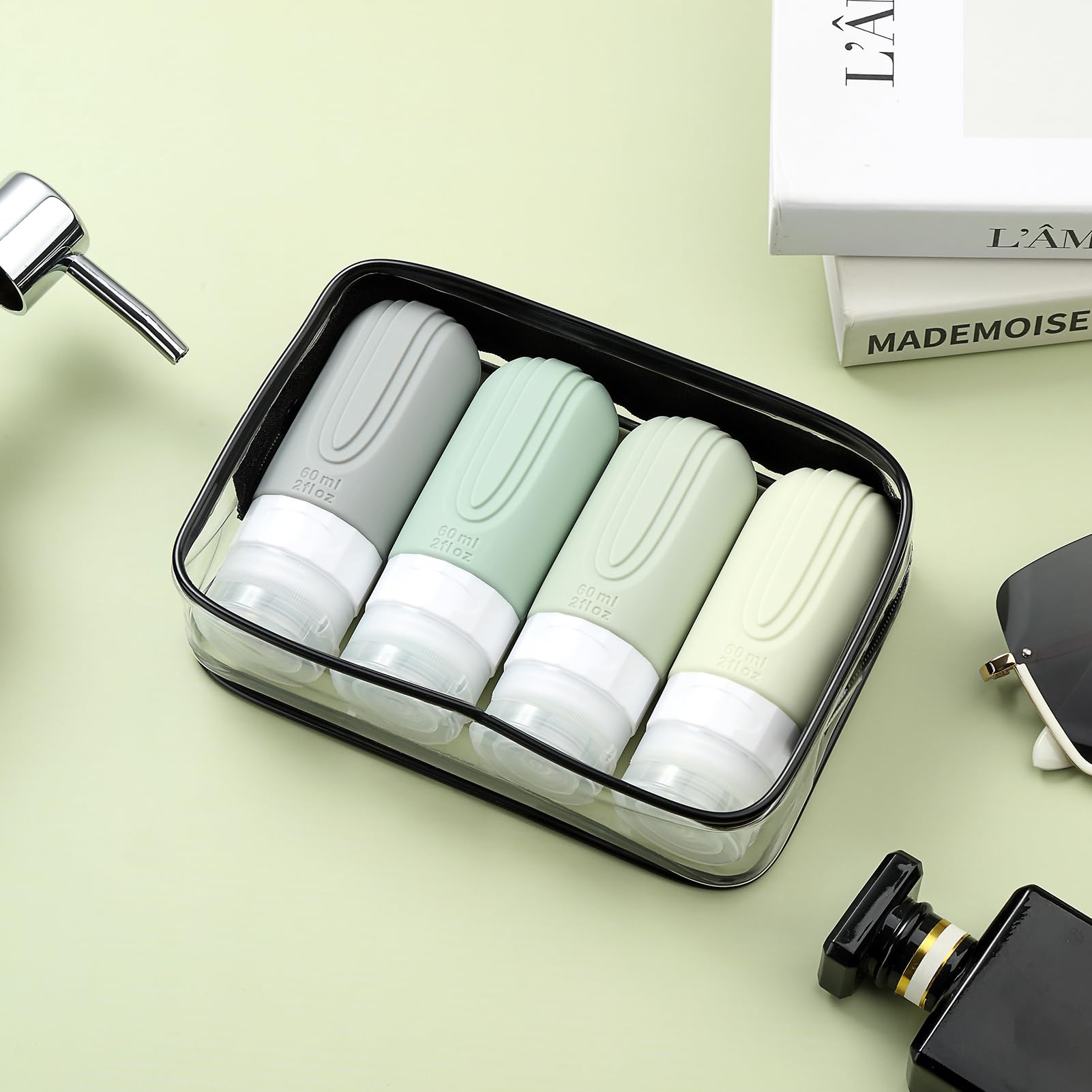 Bouteilles polyvalentes Mrsdry adaptées au shampoing, après-shampoing et gel douche.