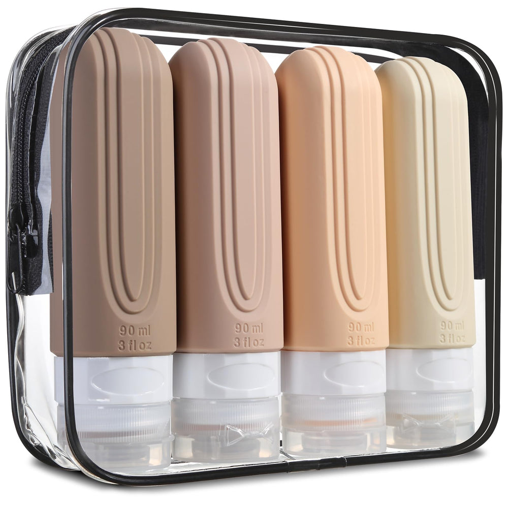 Bouteilles Mrsdry en silicone 3 oz pour voyager, faciles à remplir et transporter.