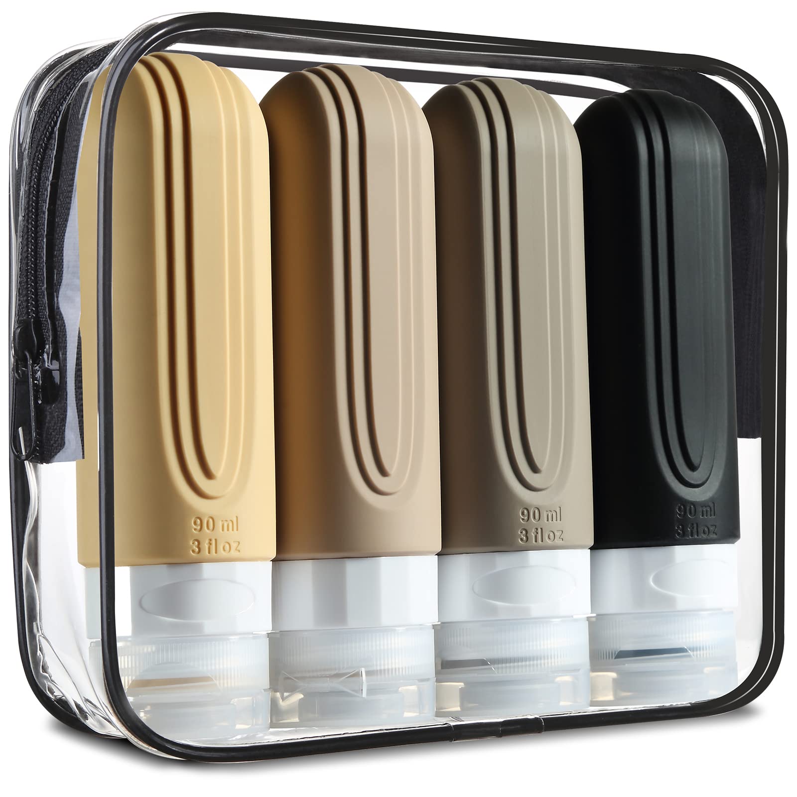 Mrsdry Bouteilles voyage silicone 3oz, compactes et anti-fuite pour vos liquides.