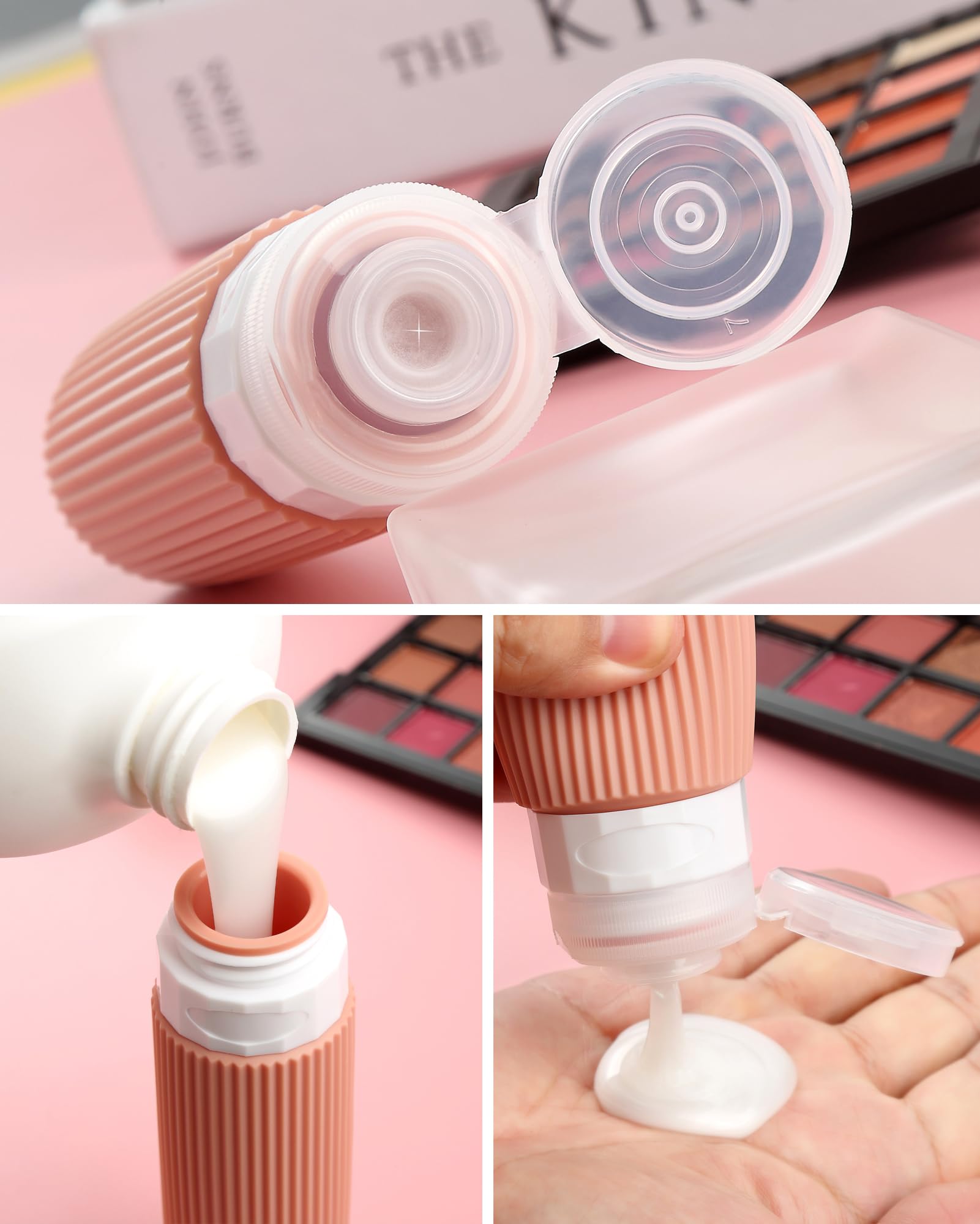 Mrsdry crèmes silicone 1oz : pots faciles à remplir pour soins en déplacement.