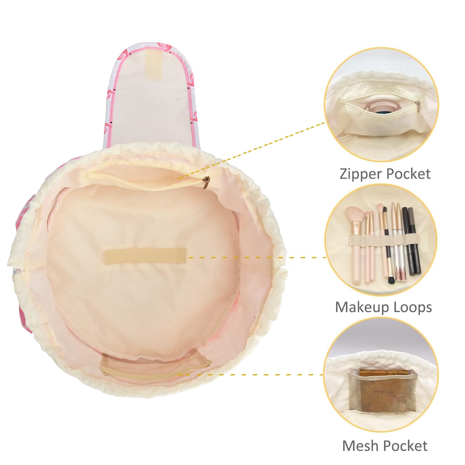 Mrsfox sac maquillage baril rose poche zippée, organisation des essentiels de beauté.