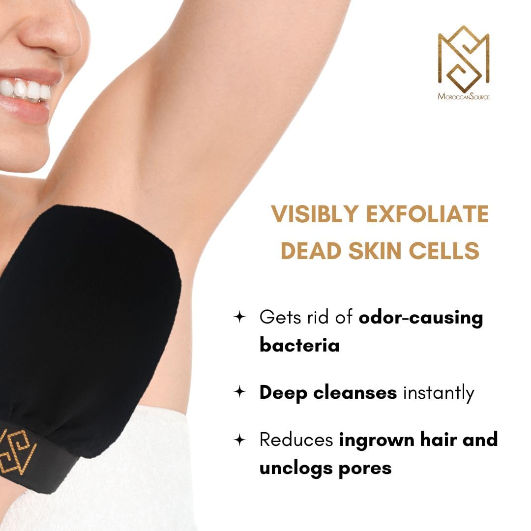 MS gant exfoliant Kessa noir pratique et durable pour une utilisation hebdomadaire
