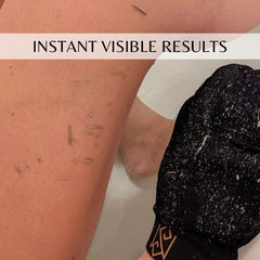 Rituel de douche avec le gant MS, peau revitalisée.