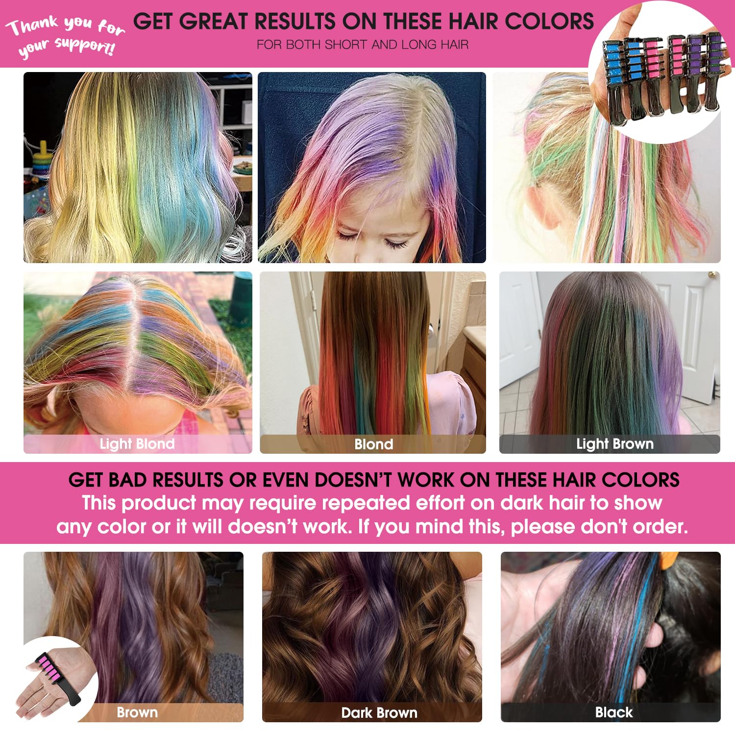 MSDADA brosse-colorant-cheveux rose: idée de fête et cosplay facile.