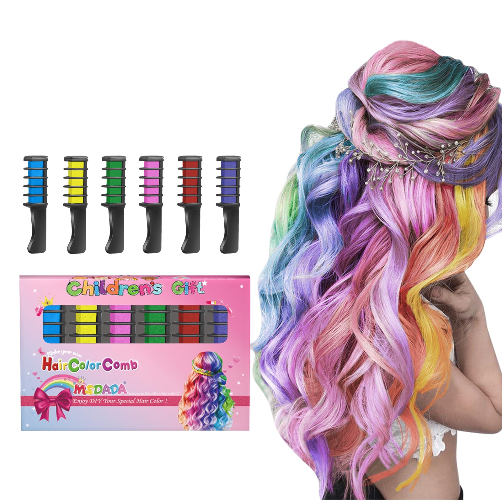 MSDADA peigne-crayon-cheveux bleu pour un style éphémère et amusant.