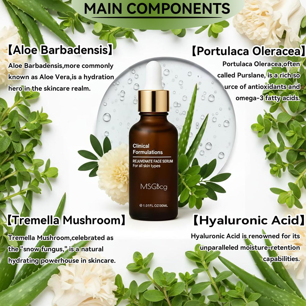 Effet lumineux simulé sur la peau après utilisation du MSGBcg Ageless Rejuvenate.