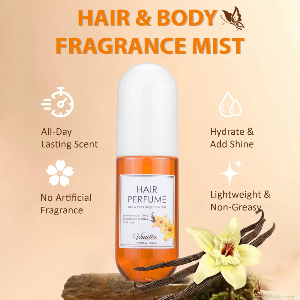 Msktasy spray vanille-cacao – application rapide sans alcool sur cheveux et peau.