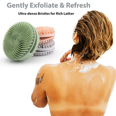 mtboi brosse silicone corps brins courts, massage ciblé du cuir chevelu et du corps.
