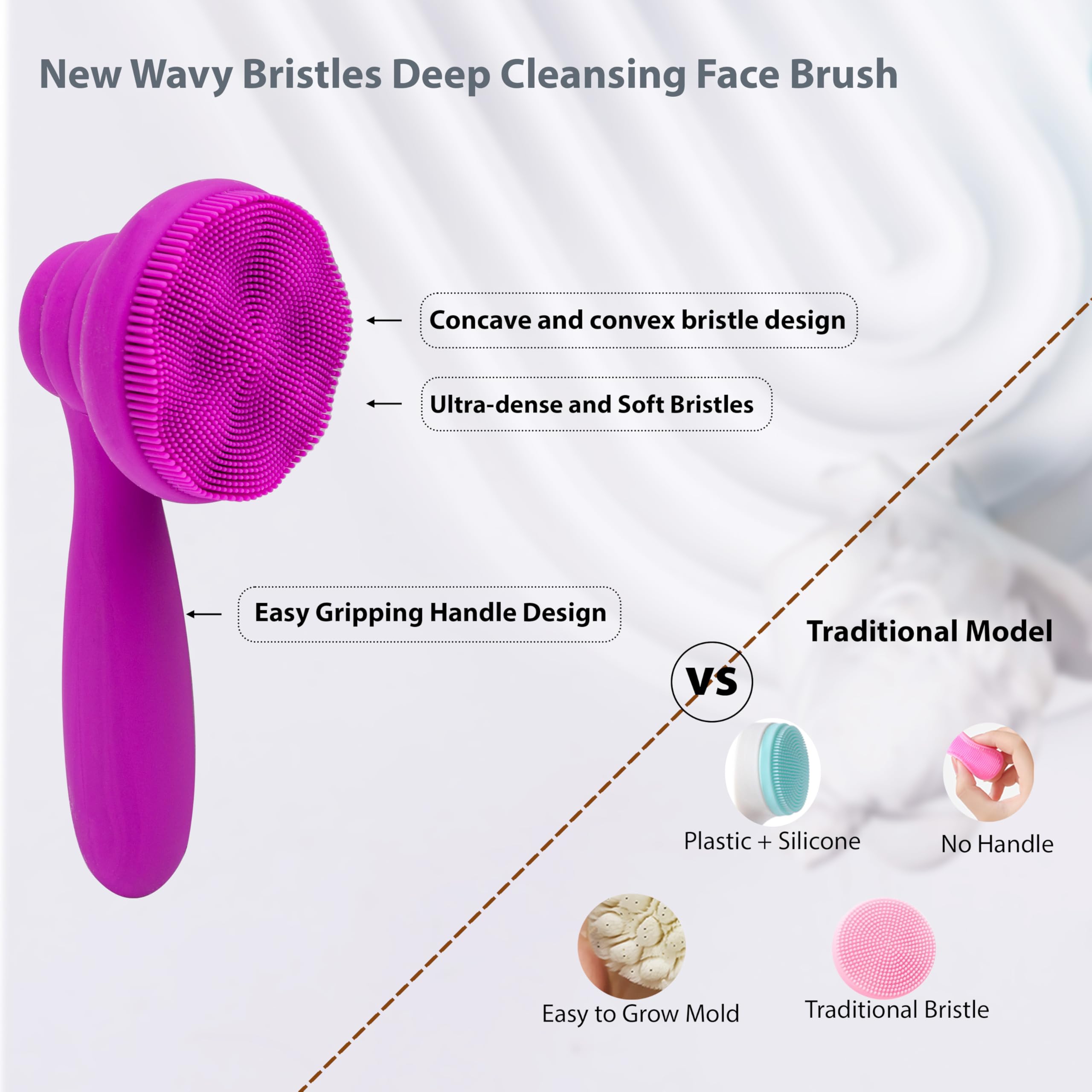 MtBoi brosse visage silicone, poils ultra-fins, exfoliation douce adaptée aux peaux sensibles.
