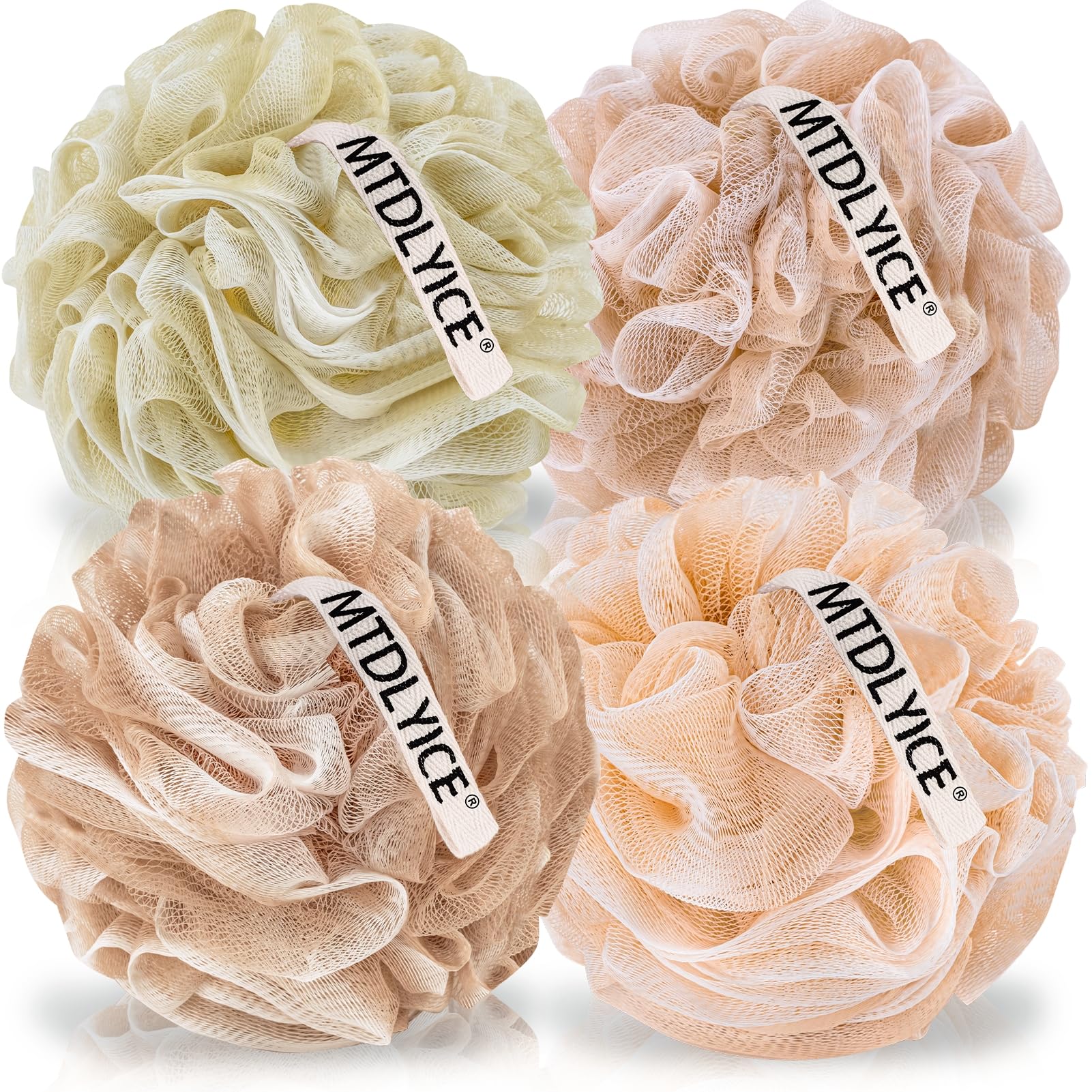 MTDLYICE XL éponge douche en rose beige pour exfolier en douceur.