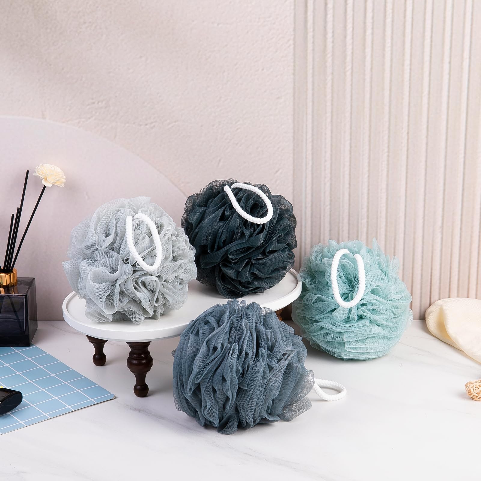 MTDLYICE Loofah exfoliation corps, réseau de maille pour une peau plus douce